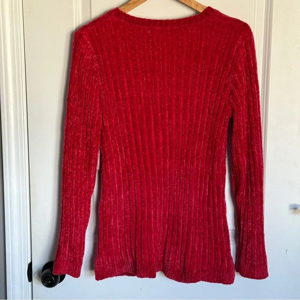 Kim Rogers Ruby Red Wide-Ribbed Knit Long Sleeve Sweater Size M NWT - Picture 2 of 7